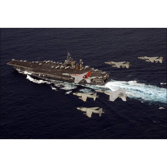 24"x36" Gallery Poster, FA-18F Super Hornet sea harriers & jaguars USS Kitty Hawk (CV 63)