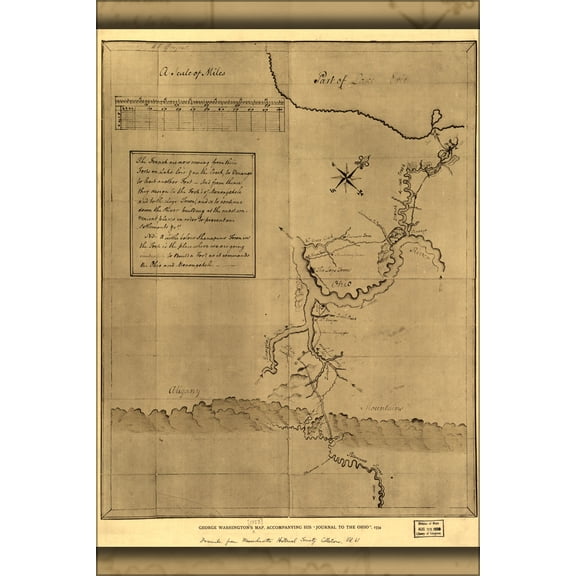 24"x36" Gallery Poster, George Washington's map of pennsylvania 1754