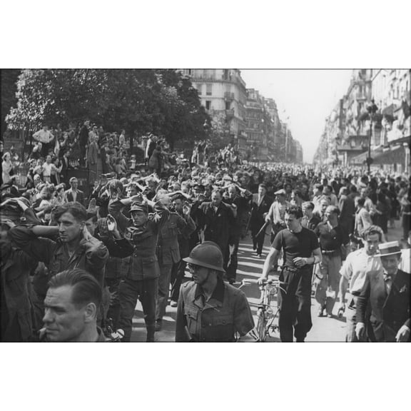 24"x36" Gallery Poster, German POWs leave paris france 25 aug 1944