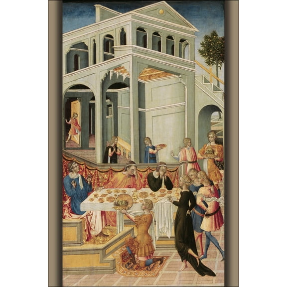 24"x36" Gallery Poster, Giovanni di Paolo The Head of Saint John the Baptist Brought before Herod