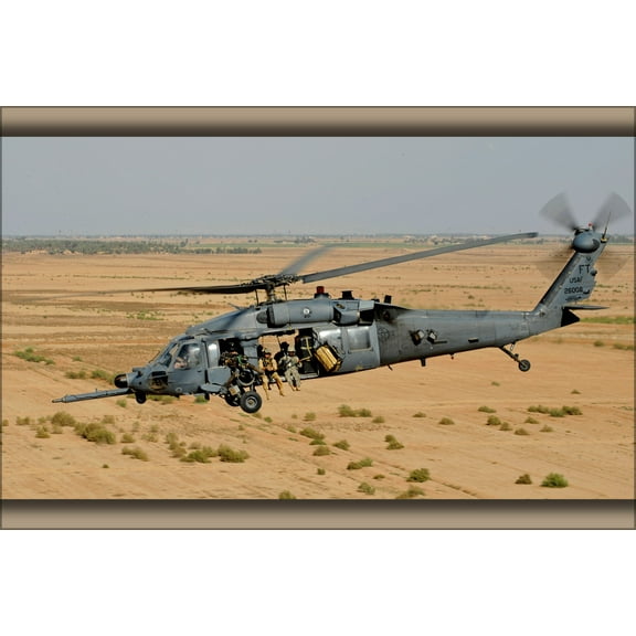 24"x36" Gallery Poster, HH-60 Pave Hawk helicopter carrying pararescuemen iraq 2009