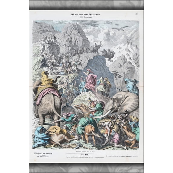 24"x36" Gallery Poster, Hannibal crosses the Alps by heinrich leutemann 1866