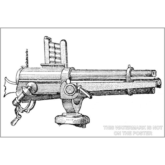 24"x36" Gallery Poster, Hotchkiss rapid fire 37 mm multi-barrel gun canon-revolver, manufactured from 1879