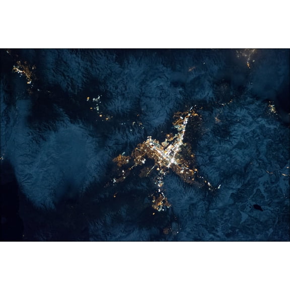 24"x36" Gallery Poster, ISS 34 Nighttime view of the Reno, Nevada metropolitan area