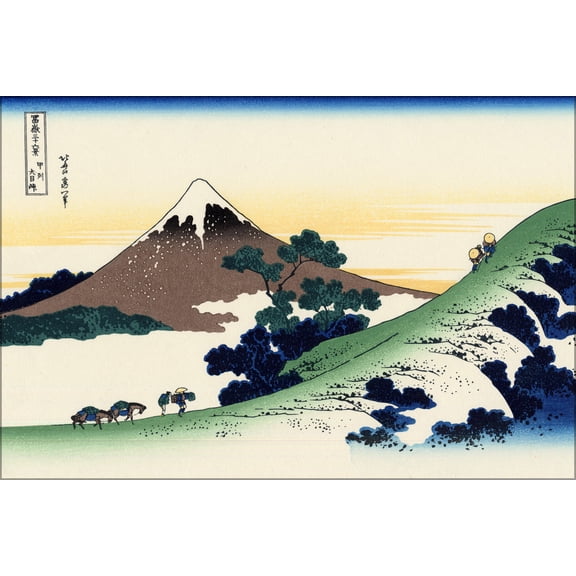 24"x36" Gallery Poster, Inume Pass, Koshu view of Mount Fuji Japan 1830