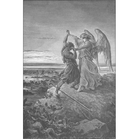 24"x36" Gallery Poster, Jacob Wrestles with the Angel (Gen. 3224-32) 1866