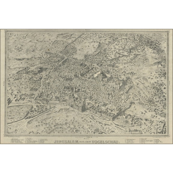 24"x36" Gallery Poster, Jerusalem Israel Map 1873