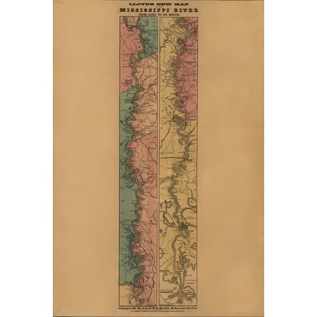 24"x36" Gallery Poster, LLoyd's new map of the Mississippi River 1863