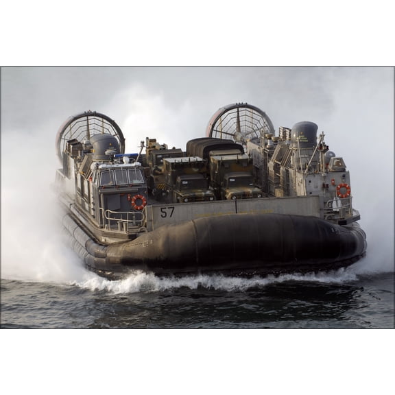 24"x36" Gallery Poster, Landing Craft Air Cushion (LCAC) 57 & USS Essex (LHD 2)