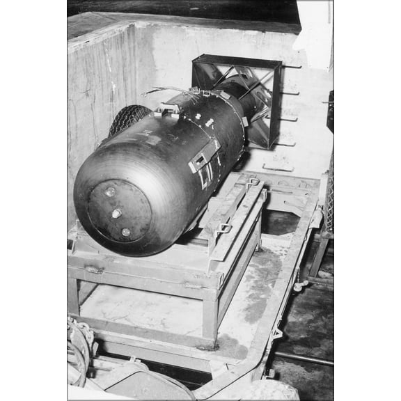 24"x36" Gallery Poster, Little Boy atom nuclear bomb in bomb pit on Tinian island