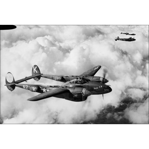 24"x36" Gallery Poster, Lockheed P-38 Lightning raf honington 1944
