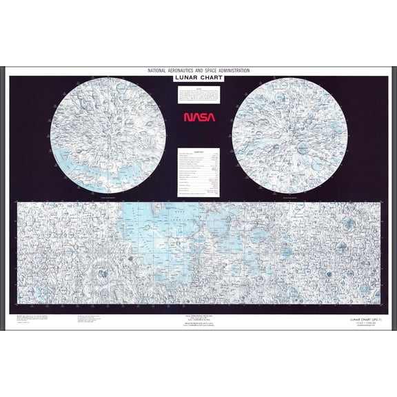 24"x36" Gallery Poster, Lunar Moon Map 1979