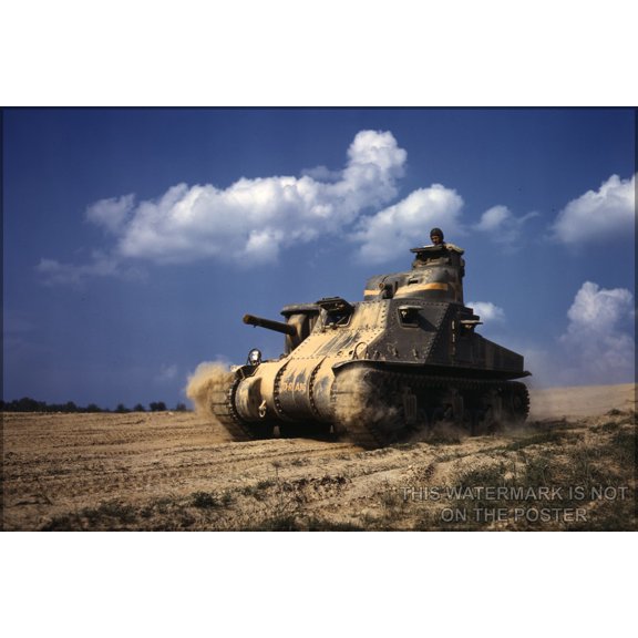 24"x36" Gallery Poster, M3 general lee tank, training exercises, Fort Knox, Kentucky