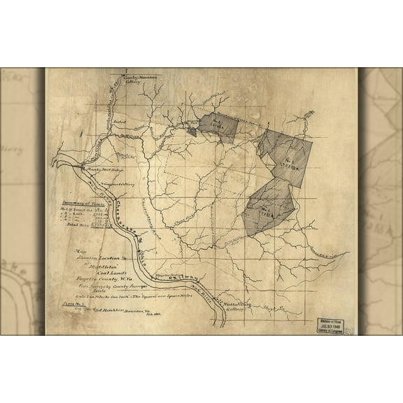 24"x36" Gallery Poster, Map Middleton coal lands, west virginia 1882