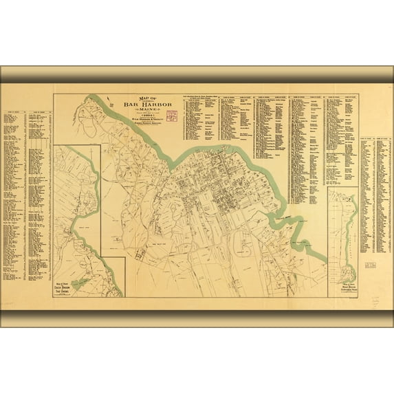 24"x36" Gallery Poster, Map of Bar Harbor, Maine, 1904