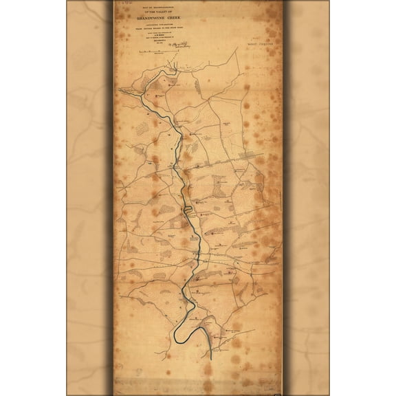 24"x36" Gallery Poster, Map of Brandywine Creek pennsylvania 1863