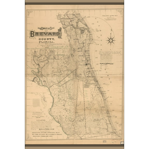 24"x36" Gallery Poster, Map of Brevard County, Florida 1893