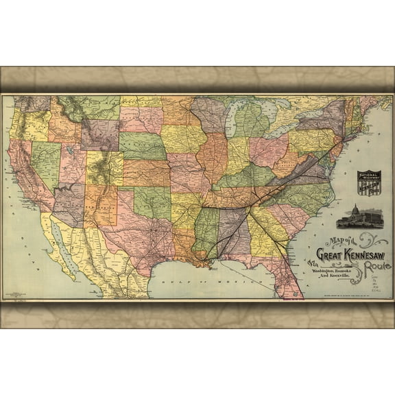 24"x36" Gallery Poster, Map of Great Kennesaw railroad united states 1890