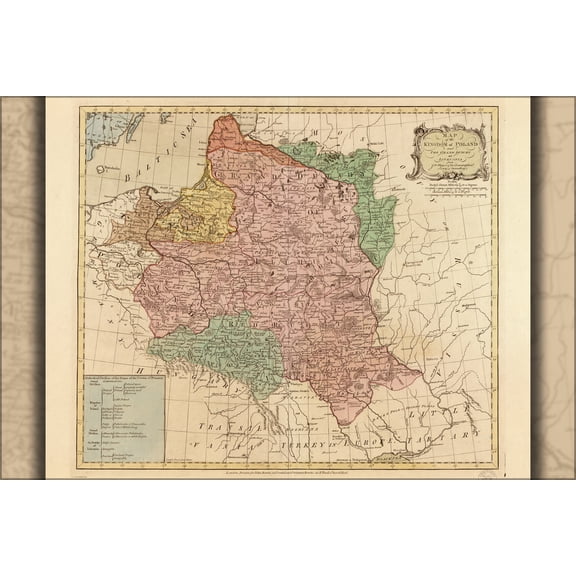 24"x36" Gallery Poster, Map of Kingdom of Poland and Lithuania 1770 p2