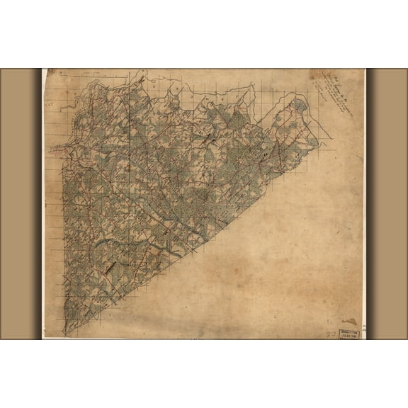 24"x36" Gallery Poster, Map of Prince George Co., Virginia 1864