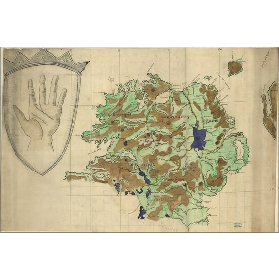 24"x36" Gallery Poster, Map of Ulster County, Ireland 1880