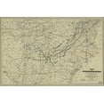 thumbnail image 1 of 24"x36" Gallery Poster, Map of United States military railroads 1866, 1 of 1