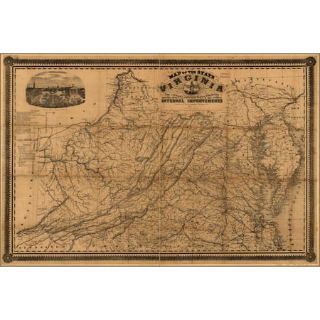 24"x36" Gallery Poster, Map of the state of Virginia 1862 p3