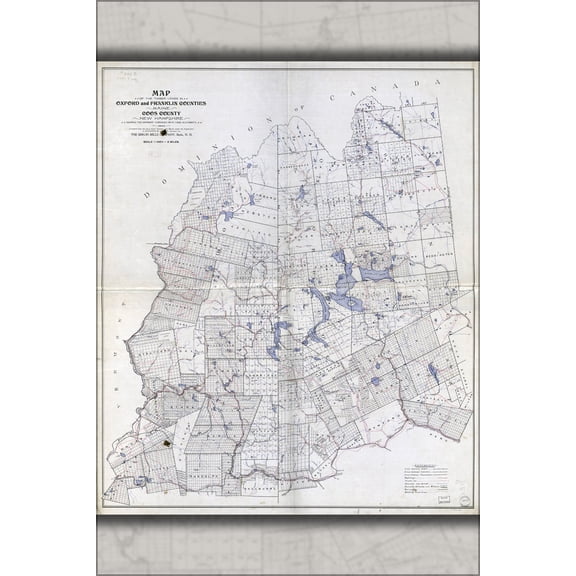 24"x36" Gallery Poster, Map of timber in Oxford & Franklin cos Maine 1899