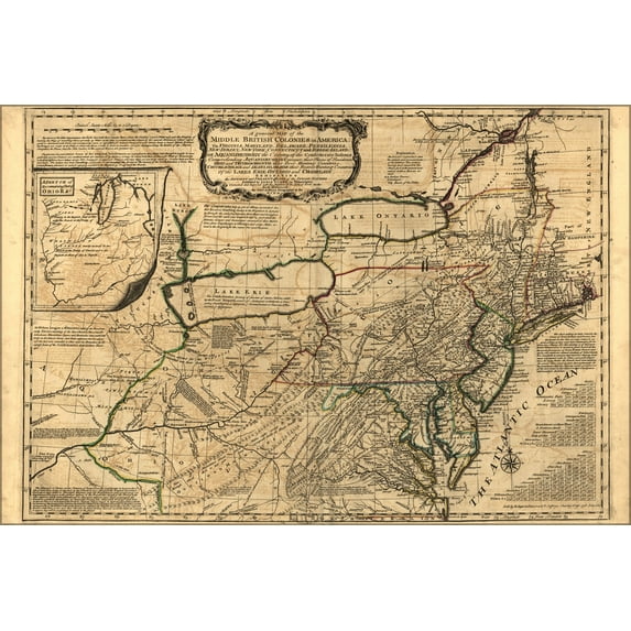 24"x36" Gallery Poster, Map of virginia maryland delaware new jersey 1768