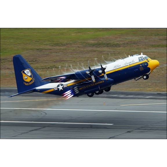24"x36" Gallery Poster, Marine Corps C-130 Hercules, Fat Albert, U.S. Navy Blue Angels