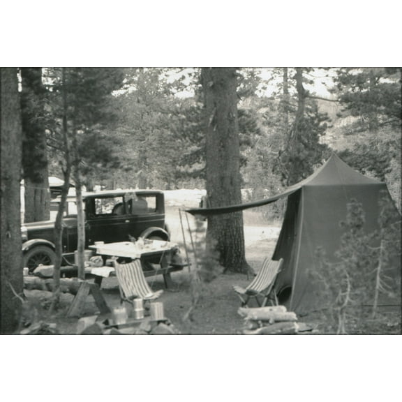 24"x36" Gallery Poster, Mary Agnes Yerkes camping at Yosemite national park 1935