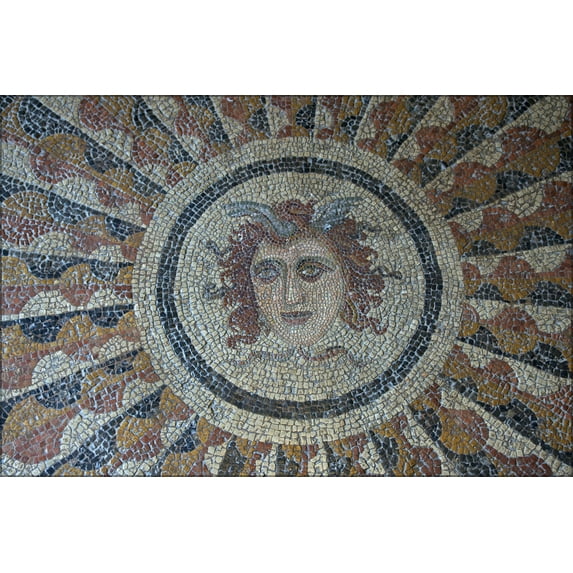 24"x36" Gallery Poster, Medusa mosaic 2nd century BC island of rhodes