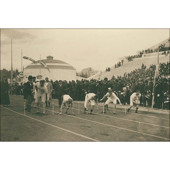 24"x36" Gallery Poster, Meyer Albert - Olympic Games, 1896; preparation for 100-meter race