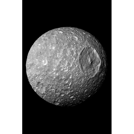 24"x36" Gallery Poster, Mimas Cassini saturn moon