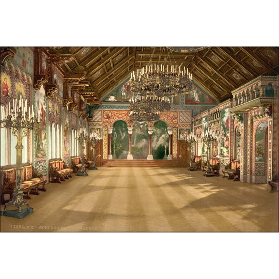 24"x36" Gallery Poster, Music room, Neuschwanstein Castle, Upper Bavaria, Germany 1890