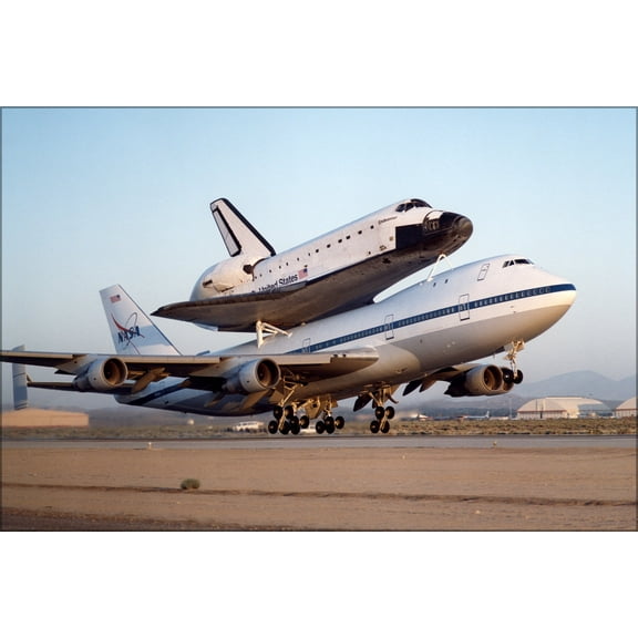 24"x36" Gallery Poster, NASA modified Boeing 747 with the Space Shuttle Endeavour