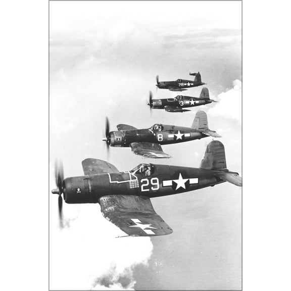 24"x36" Gallery Poster, Navy Vought F4U-1A Corsairs (VF-17) Jolly Rogers 1944