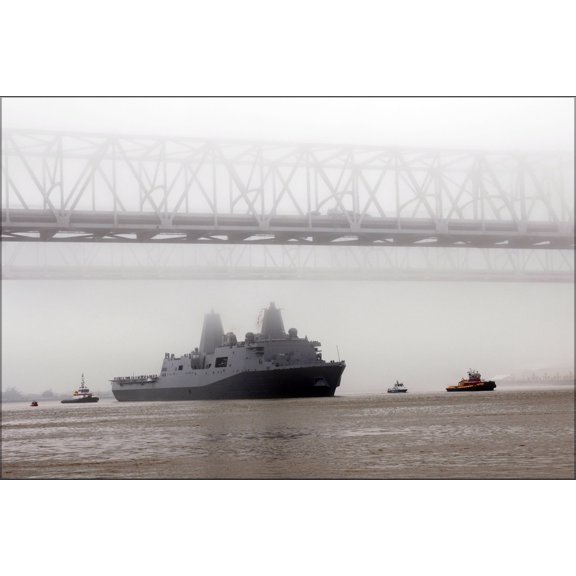 24"x36" Gallery Poster, New York (LPD 21), New Orleans Crescent City Connection bridge