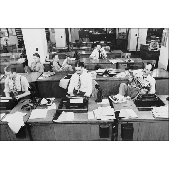 24"x36" Gallery Poster, Newsroom of the New York Times newspaper september 1942