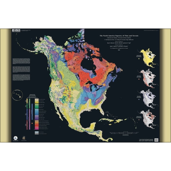24"x36" Gallery Poster, North america terrain map 2003