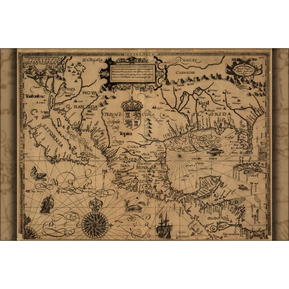 24"x36" Gallery Poster, Nova et rece terraum California map 1600