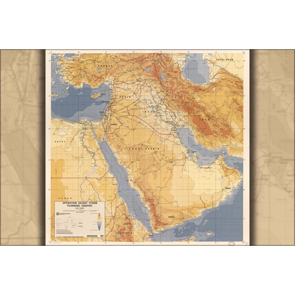 24"x36" Gallery Poster, Operation Desert Storm planning map 1991 p2