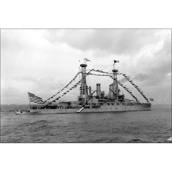 24"x36" Gallery Poster, Photograph of the Battleship USS Michigan at the Brooklyn Navy Yard 1911