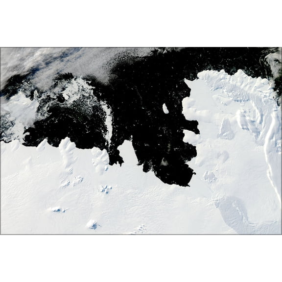 24"x36" Gallery Poster, Pine Island Bay, West Antarctica Walgreen Coast, sat map