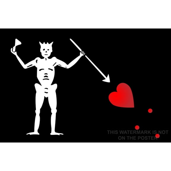 24"x36" Gallery Poster, Pirate Flag of Blackbeard (Edward Teach