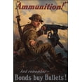 thumbnail image 1 of 24"x36" Gallery Poster, Poster showing a soldier with a machine gun in the heat of battle, reaching out for ammunition 1918, 1 of 1