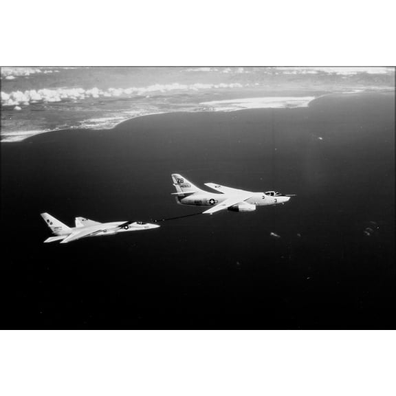 24"x36" Gallery Poster, RA-5C Vigilante (RVAH-13) Bats refuels from KA-3B Skywarrior 1965