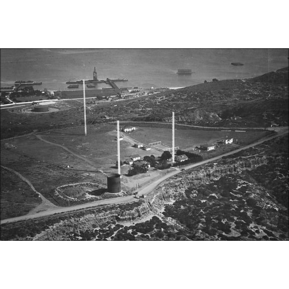 24"x36" Gallery Poster, Radio Station, Point Loma, Aerial View Showing Development, September 10, 1924