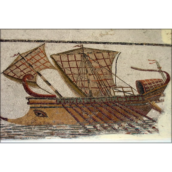 24"x36" Gallery Poster, Roman Trireme mosaic in Tunisia