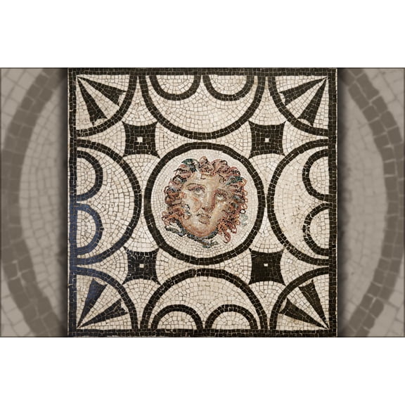 24"x36" Gallery Poster, Roman emblem mosaic with the head of Medusa